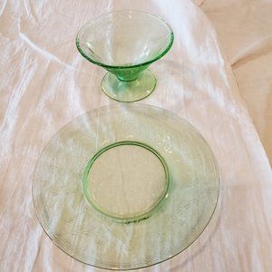 Belmont Rose Cameo Green Sherbet & 7" Salad Plate